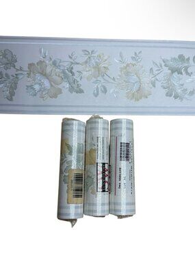 Vintage Wallpaper Border Floral Cottage Textured Sheen Sunworthy 3 Rolls NEW